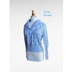 Evan Picone pullover bobble knit with shawl collar sweater   Sz M